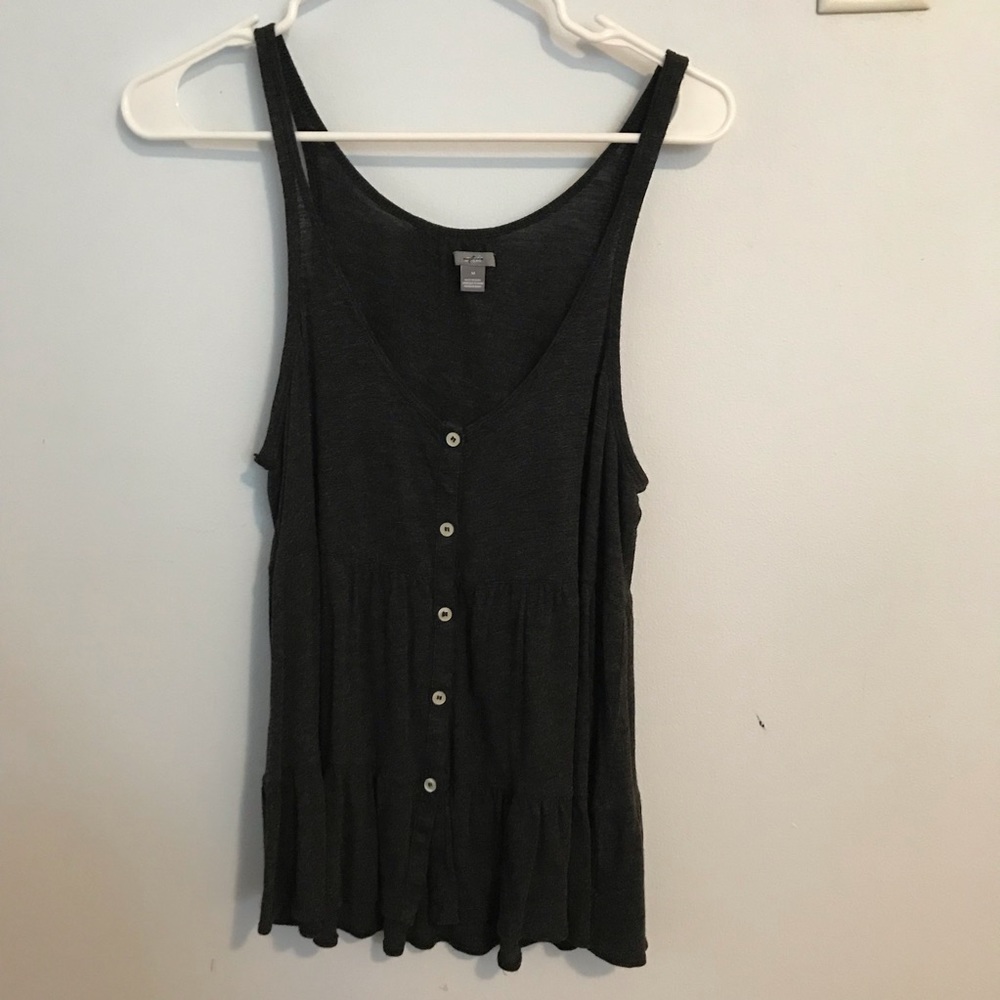 Aerie dark grey button down blouse